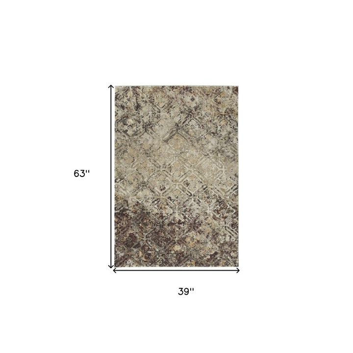 3 X 5 Brown Diamond Area Rug Image 10