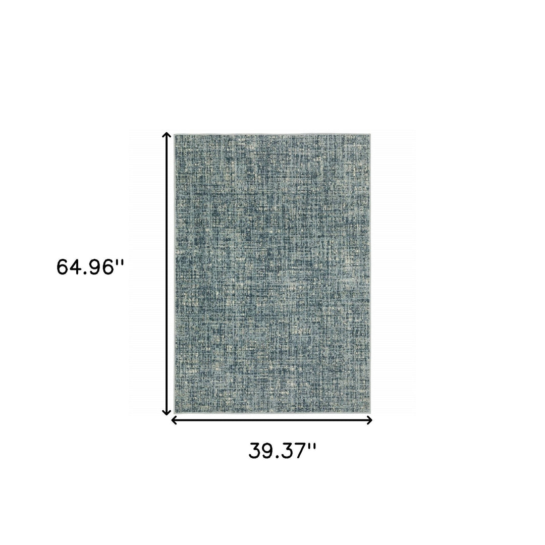 3 X 5 Dark Blue Light Blue Grey Ivory And Beige Abstract Power Loom Stain Resistant Area Rug Image 4