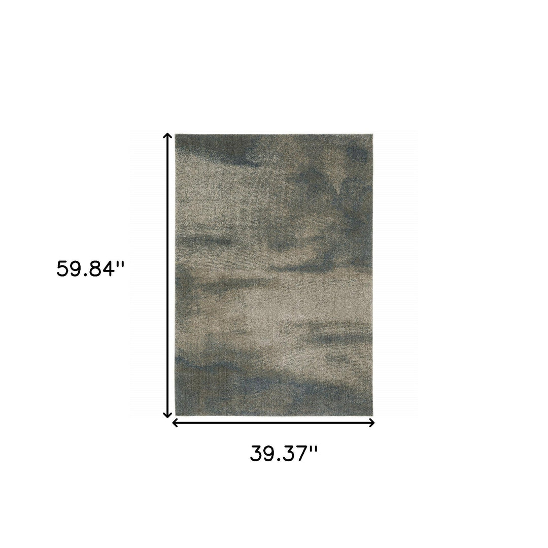 3 X 5 Gray Abstract Power Loom Area Rug Image 3