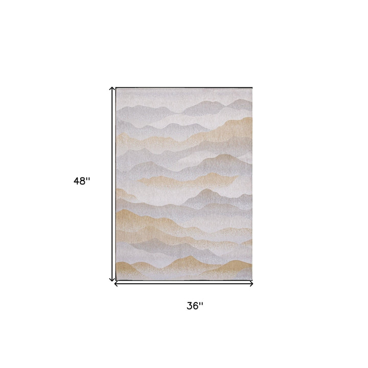 3 X 5 Gray and Brown Abstract Non Skid Area Rug Image 3