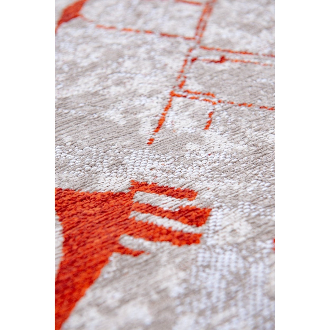 3 X 5 Red and White Abstract Non Skid Area Rug Image 5