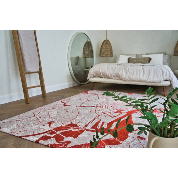 3 X 5 Red and White Abstract Non Skid Area Rug Image 8