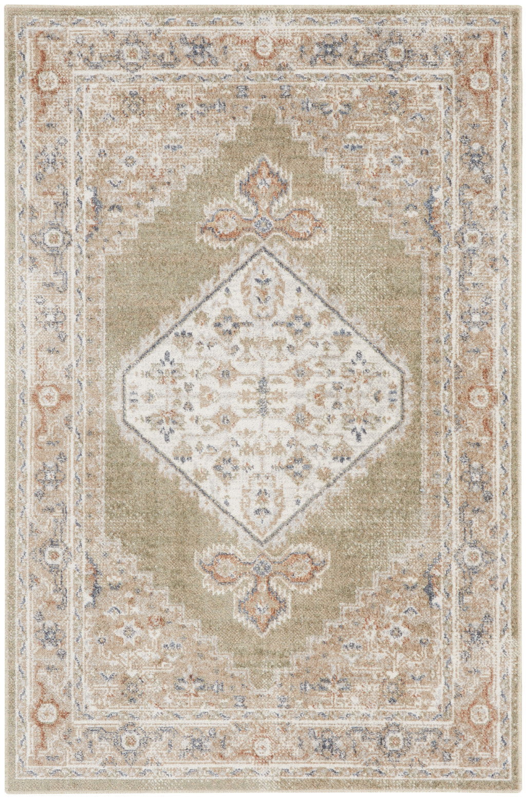 3 X 5 Sage Oriental Power Loom Distressed Washable Area Rug Image 1