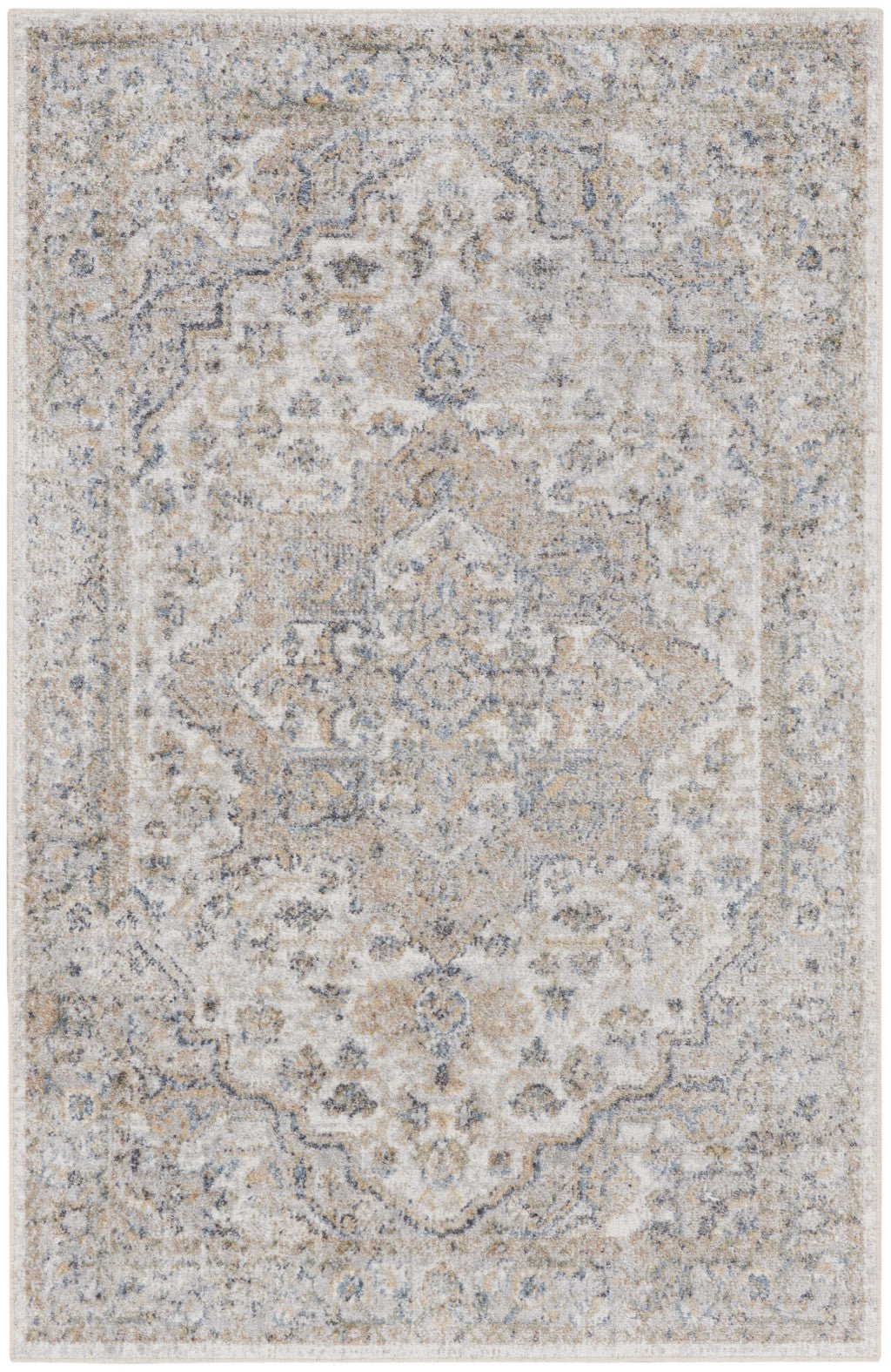 3 X 5 Silver Oriental Power Loom Washable Area Rug Image 1