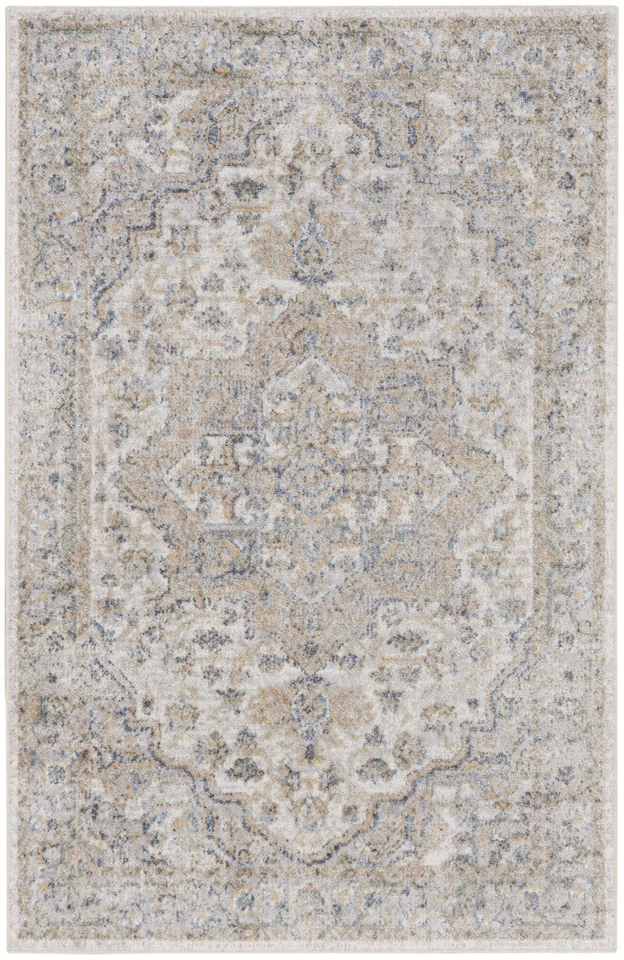 3 X 5 Silver Oriental Power Loom Washable Area Rug Image 1