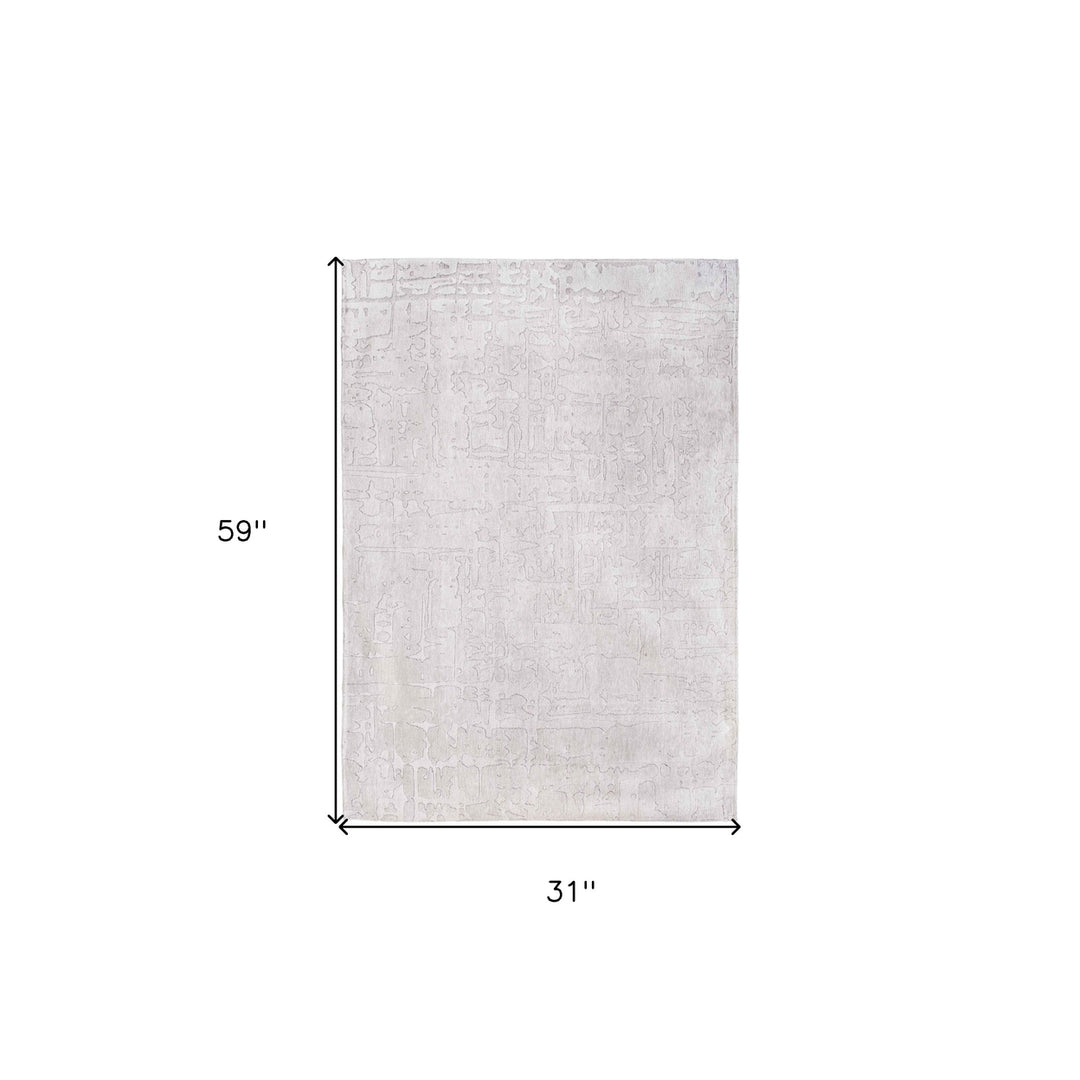 3 X 5 White Abstract Non Skid Area Rug Image 3