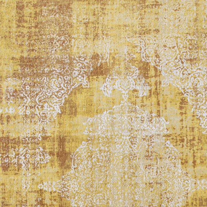 3 X 5 Yellow and Brown Oriental Non Skid Area Rug Image 6