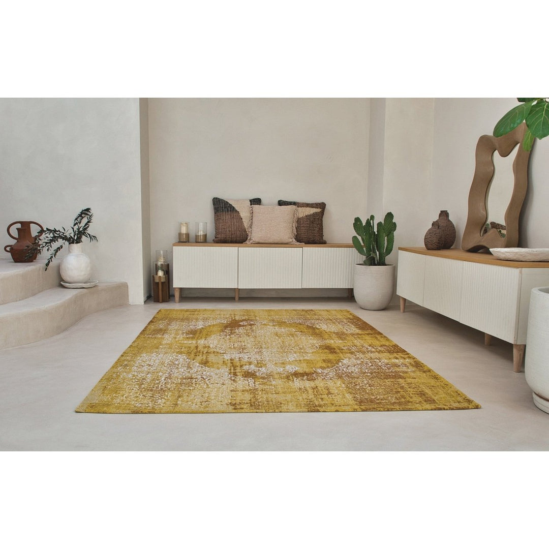 3 X 5 Yellow and Brown Oriental Non Skid Area Rug Image 8