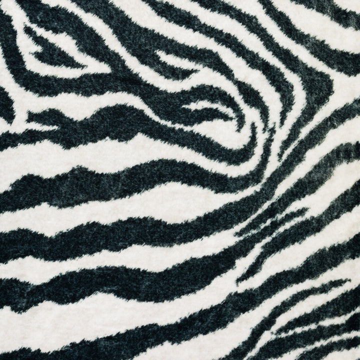 3 X 8 Black and White Zebra Print Shag Handmade Non Skid Runner Rug Image 10