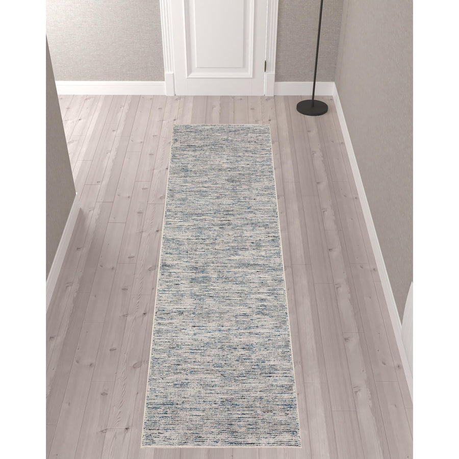 3 X 10 Blue Wool Hand Loomed Runner Rug Image 1