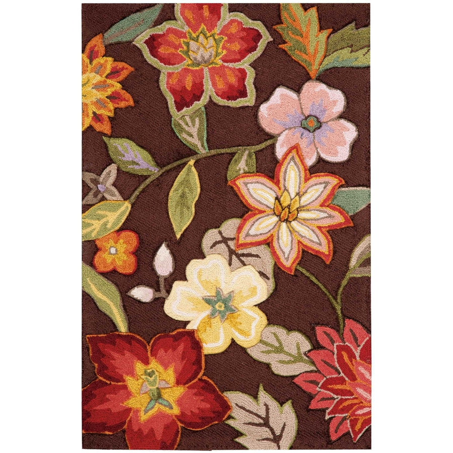 3 X 4 Brown Floral Hand Hooked Handmade Area Rug Image 1