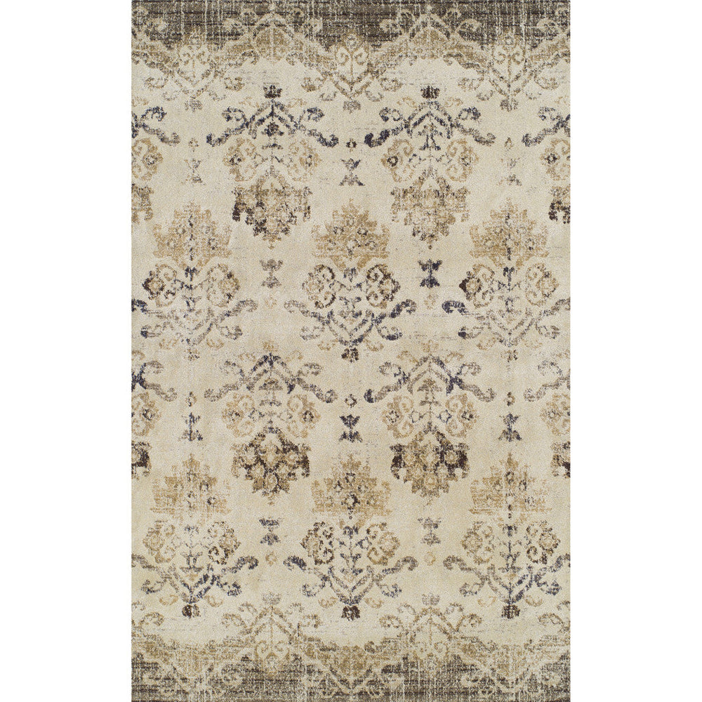 3 X 5 Beige and Brown Oriental Area Rug Image 2