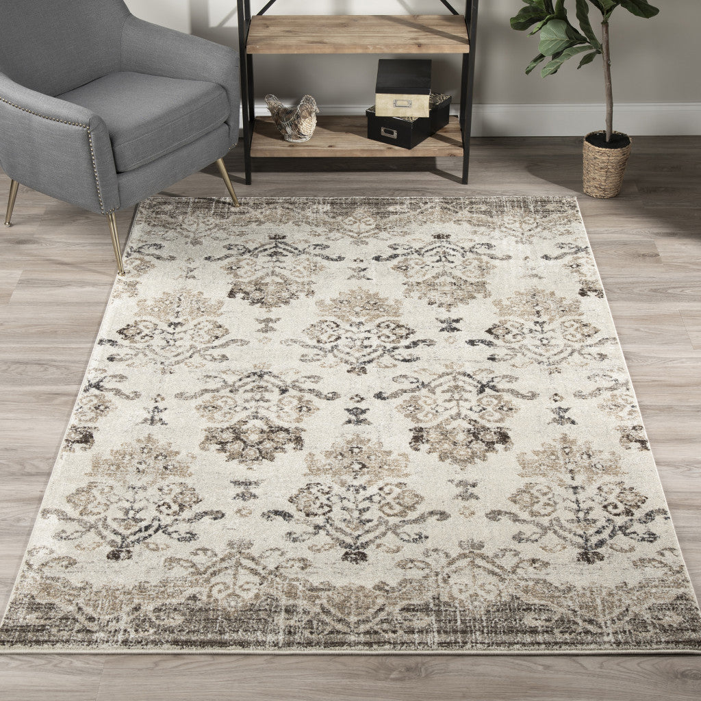 3 X 5 Beige and Brown Oriental Area Rug Image 9