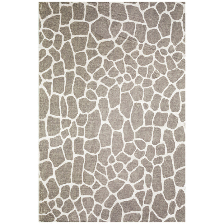 3 X 5 Beige Giraffe Print Shag Handmade Non Skid Area Rug Image 2