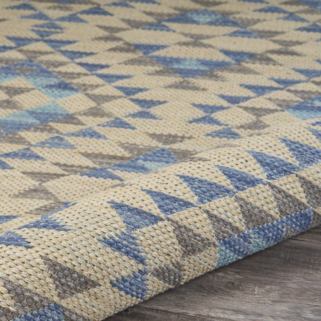 3 x 5 Blue Decorative Lattice Area Rug Image 6