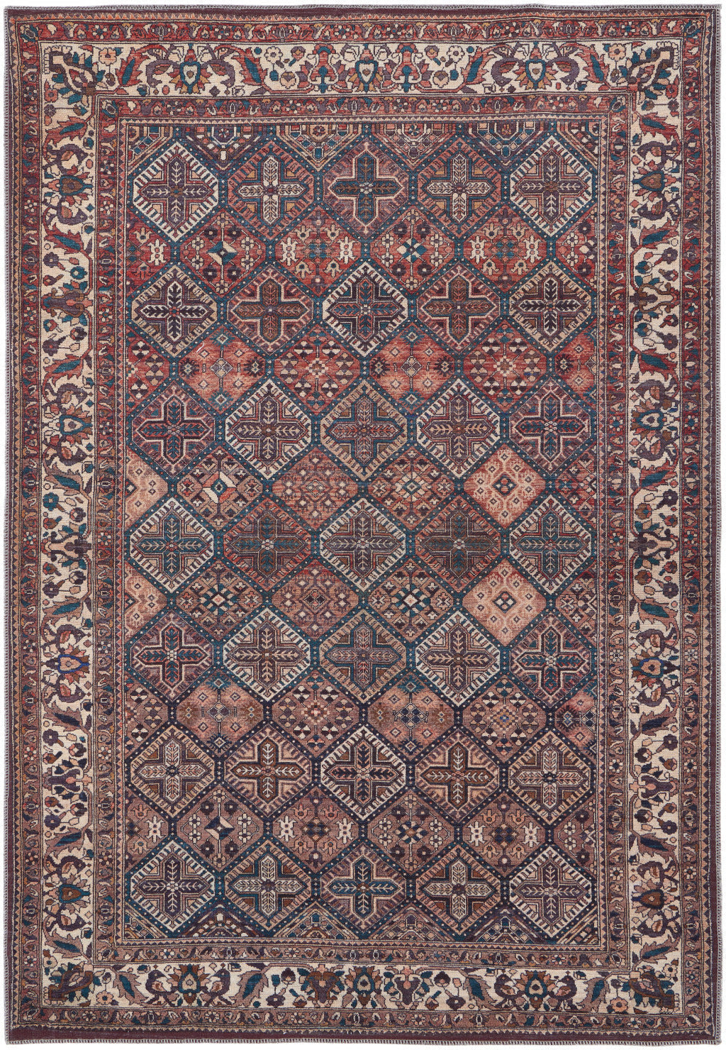 8 X 10 Brown Red And Ivory Floral Power Loom Area Rug Image 8