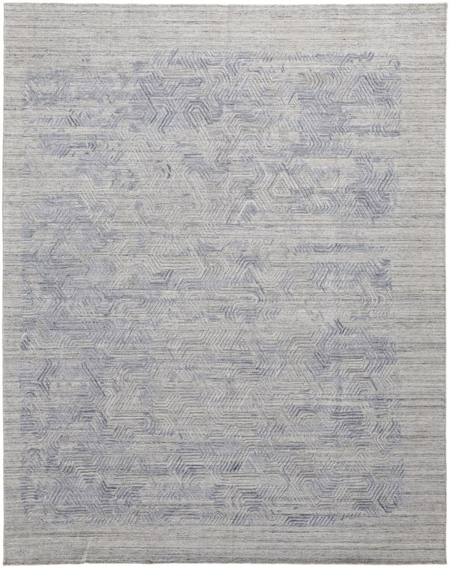 4 X 6 Gray And Blue Abstract Hand Woven Distressed Area Rug Image 1