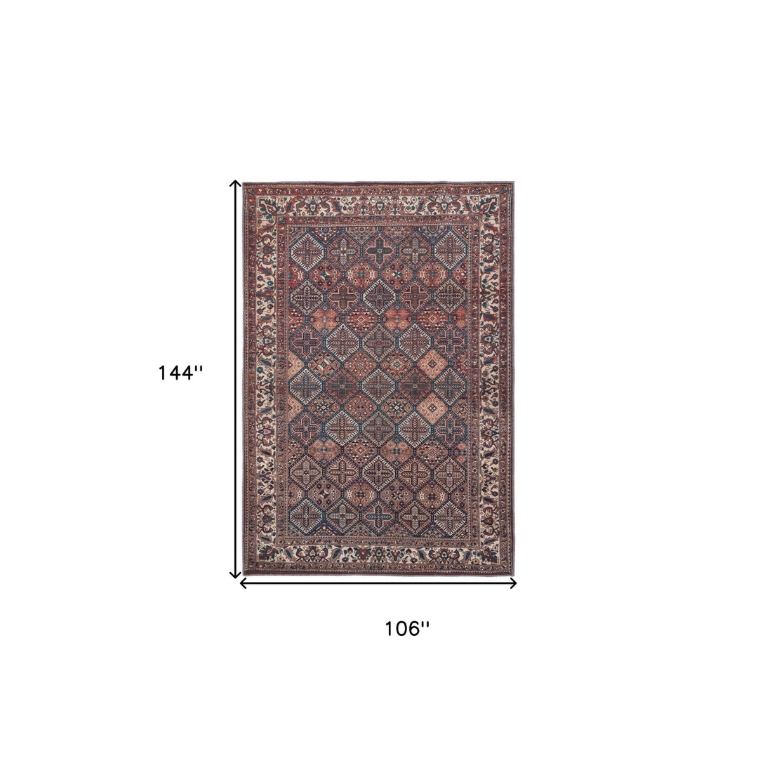 8 X 10 Brown Red And Ivory Floral Power Loom Area Rug Image 10