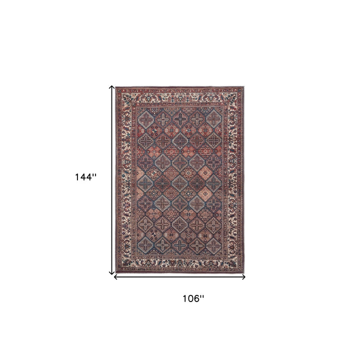 8 X 10 Brown Red And Ivory Floral Power Loom Area Rug Image 10