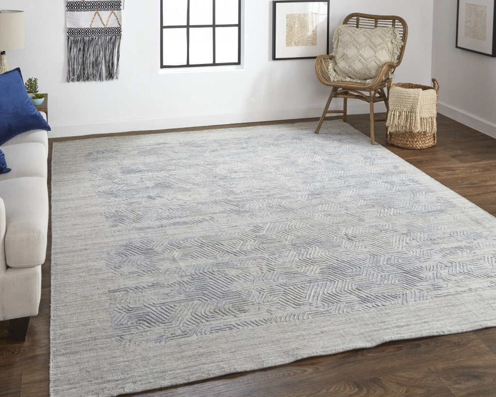 4 X 6 Gray And Blue Abstract Hand Woven Distressed Area Rug Image 11