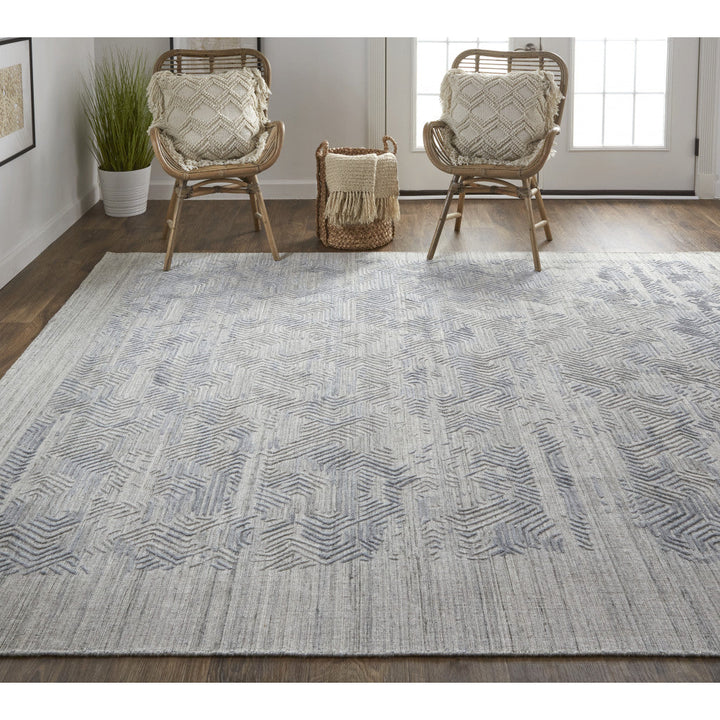 4 X 6 Gray And Blue Abstract Hand Woven Distressed Area Rug Image 12