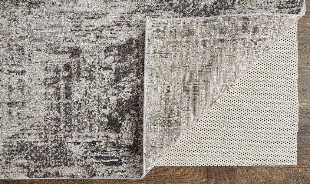 8 x 10 Gray and Ivory Abstract Power Loom Distressed Area Rug Image 2