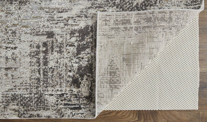 8 x 10 Gray and Ivory Abstract Power Loom Distressed Area Rug Image 1