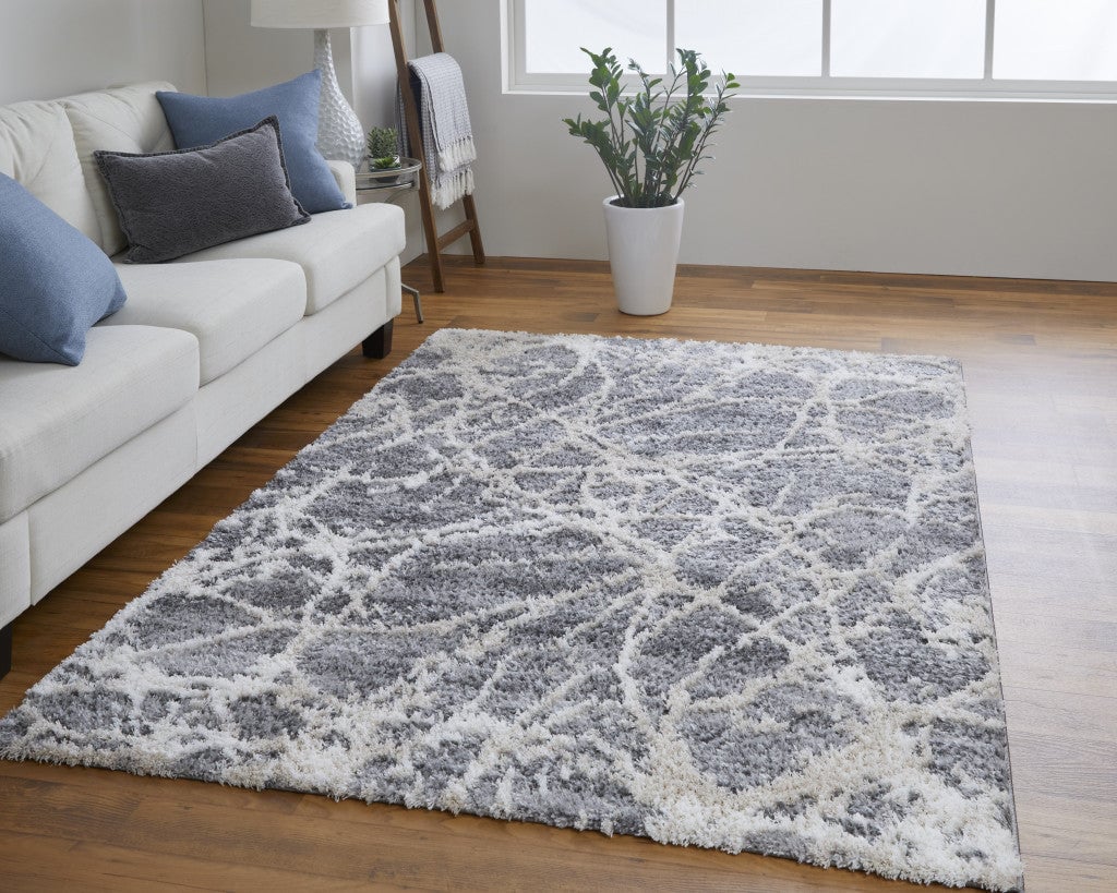 5 X 8 Gray And Ivory Abstract Power Loom Stain Resistant Area Rug Image 2