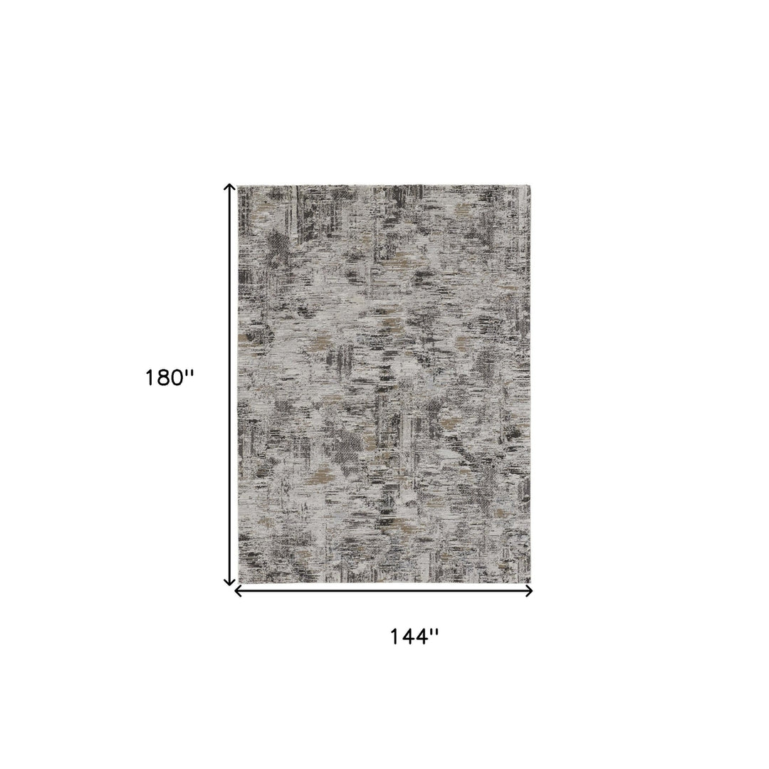 8 x 10 Gray and Ivory Abstract Power Loom Distressed Area Rug Image 7