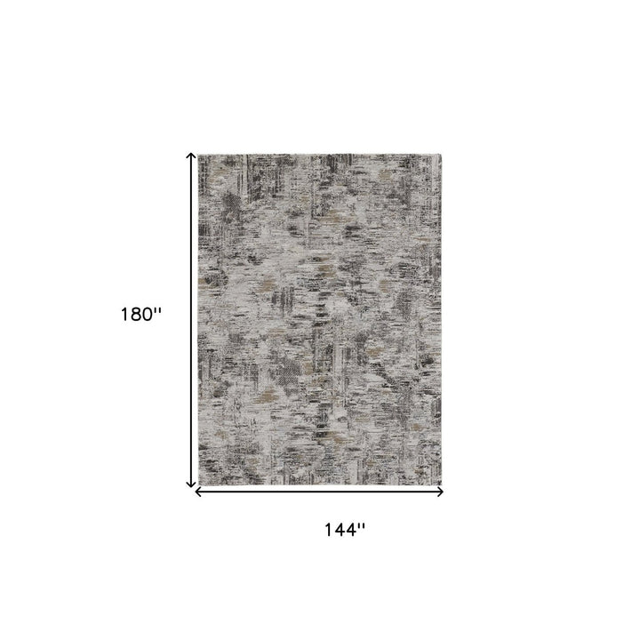 8 x 10 Gray and Ivory Abstract Power Loom Distressed Area Rug Image 1