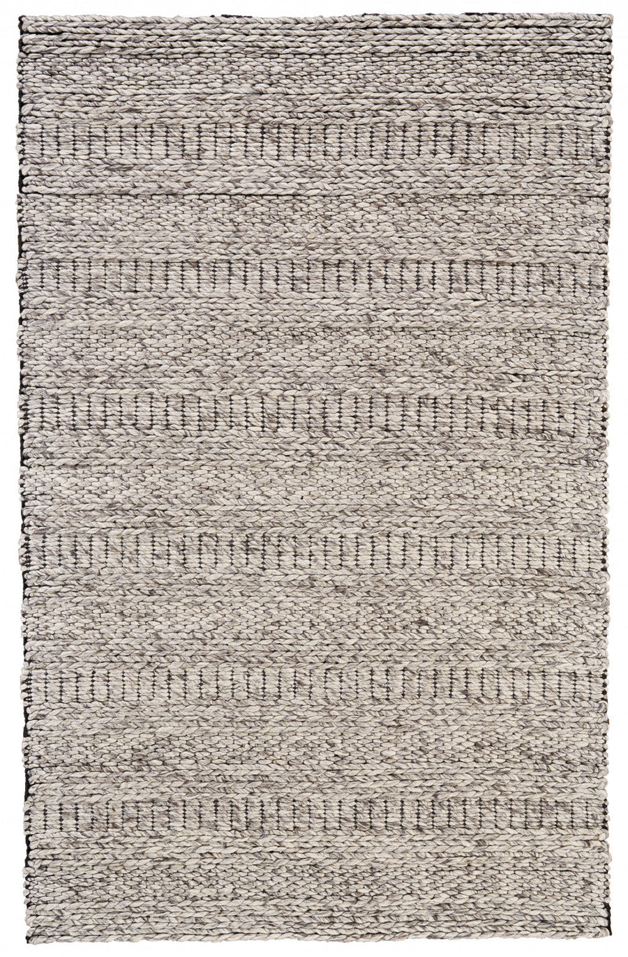 2 x 3 Gray and Ivory Wool Hand Woven Area Rug Image 1