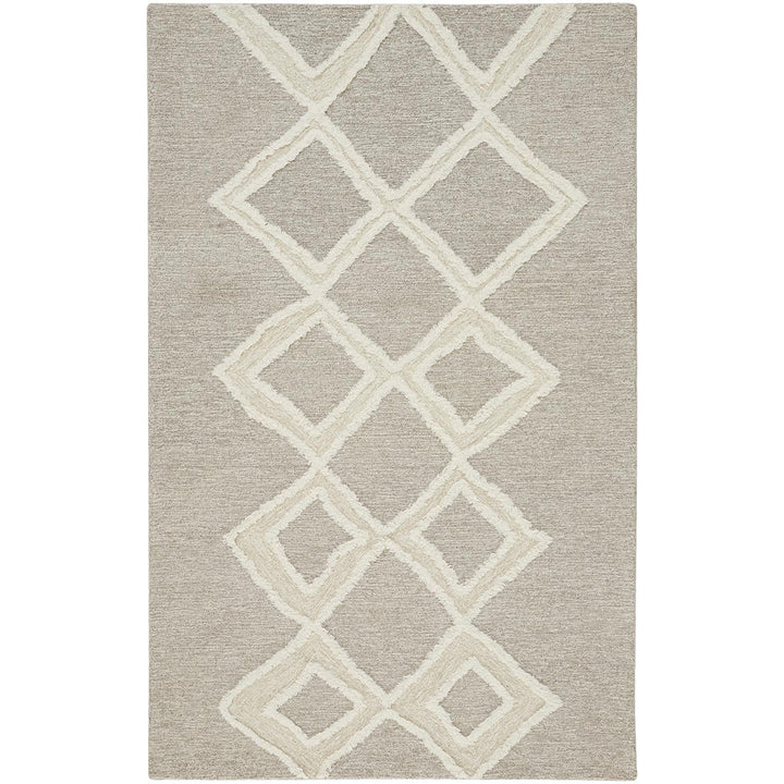 8 X 10 Gray And Ivory Wool Geometric Tufted Handmade Stain Resistant Area Rug Image 11