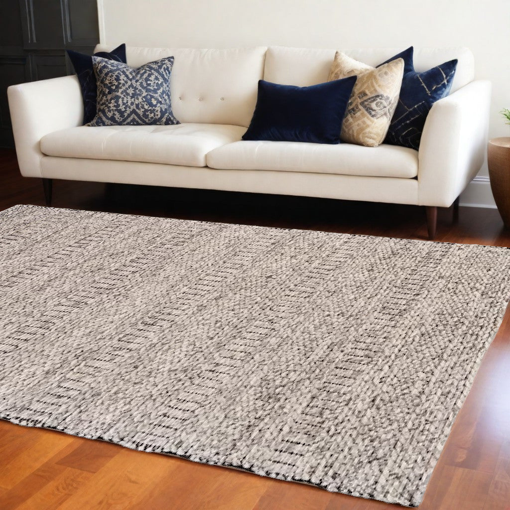 2 x 3 Gray and Ivory Wool Hand Woven Area Rug Image 4