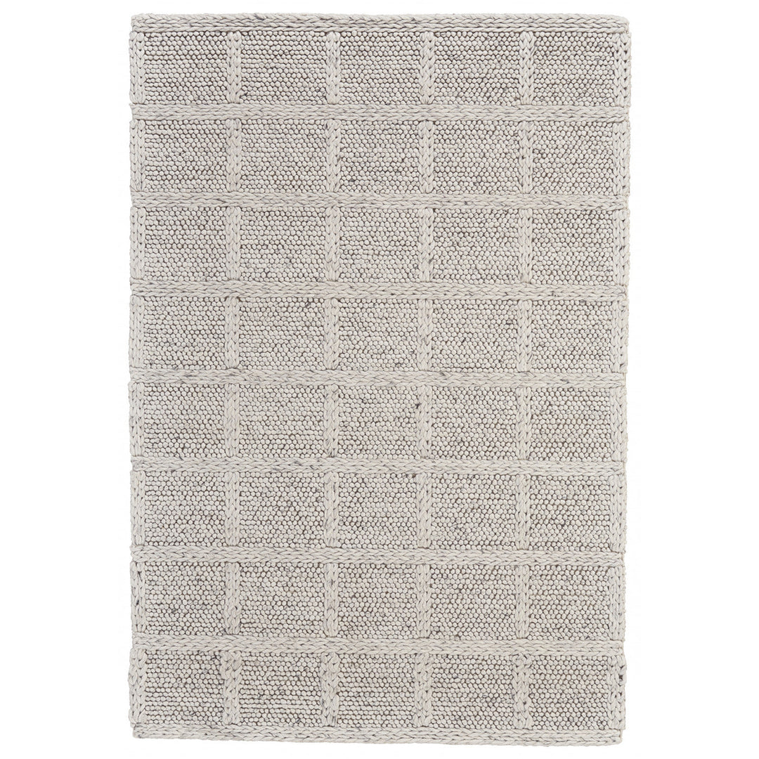 5 x 8 Gray and Ivory Wool Plaid Hand Woven Area Rug Image 11