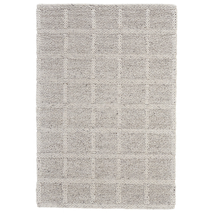 5 x 8 Gray and Ivory Wool Plaid Hand Woven Area Rug Image 11