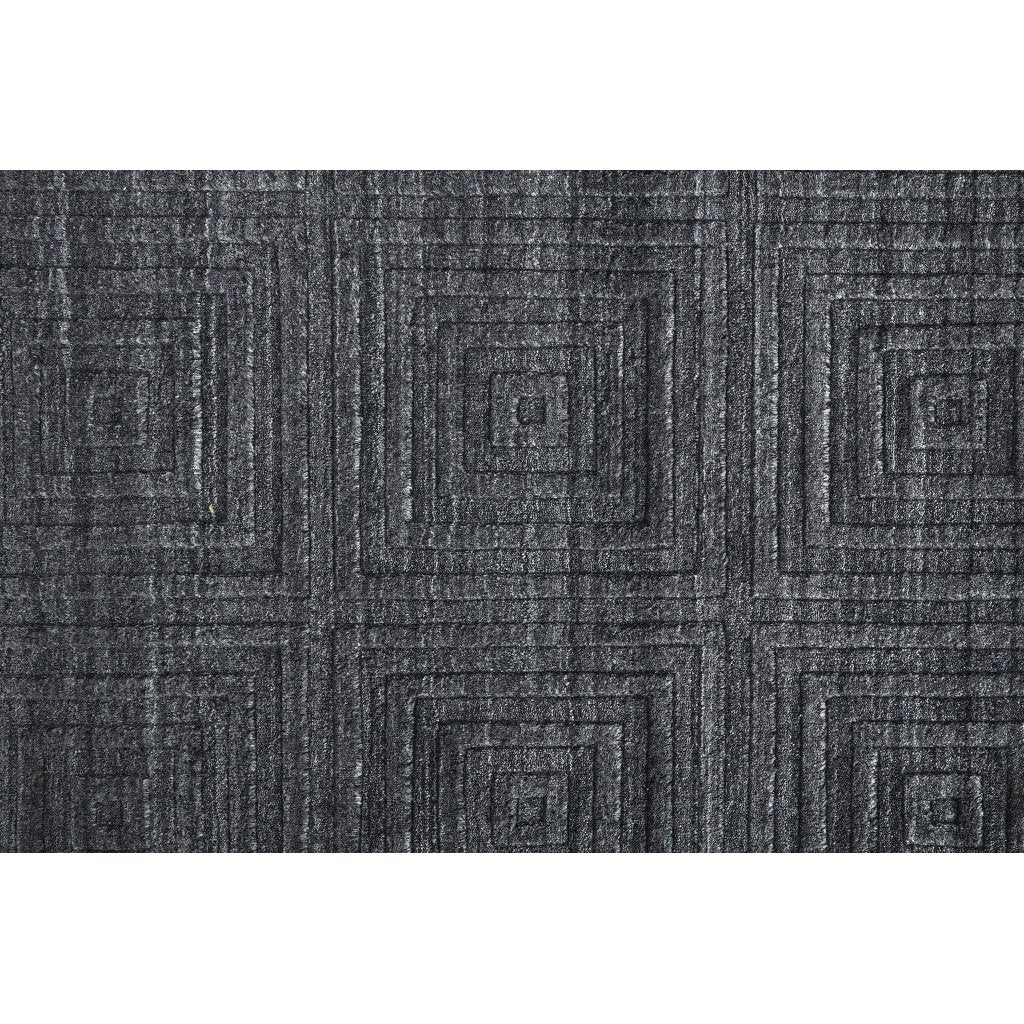 8 X 10 Gray And Black Striped Hand Woven Area Rug Image 1