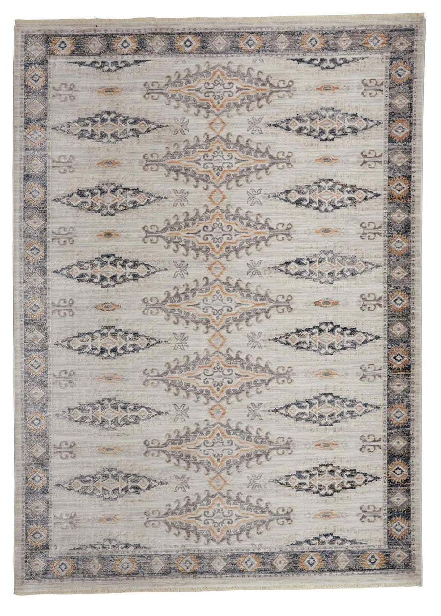 4 X 6 Gray Blue And Orange Floral Stain Resistant Area Rug Image 1