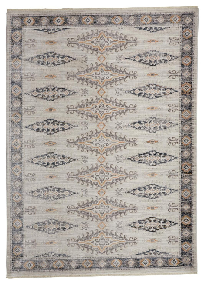 4 X 6 Gray Blue And Orange Floral Stain Resistant Area Rug Image 11