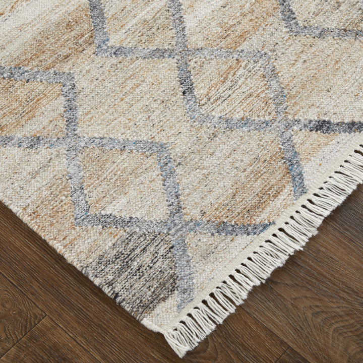 4 X 6 Gray Ivory And Tan Geometric Hand Woven Stain Resistant Area Rug With Fringe Image 6