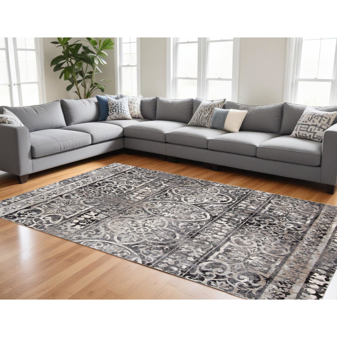 4 X 6 Gray Ivory And Taupe Abstract Stain Resistant Area Rug Image 12