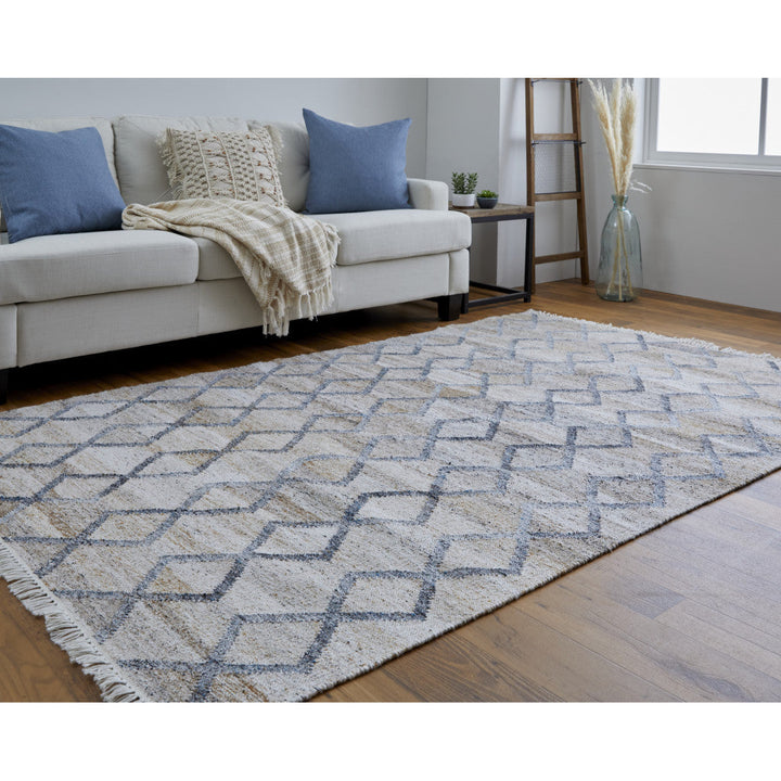 4 X 6 Gray Ivory And Tan Geometric Hand Woven Stain Resistant Area Rug With Fringe Image 10