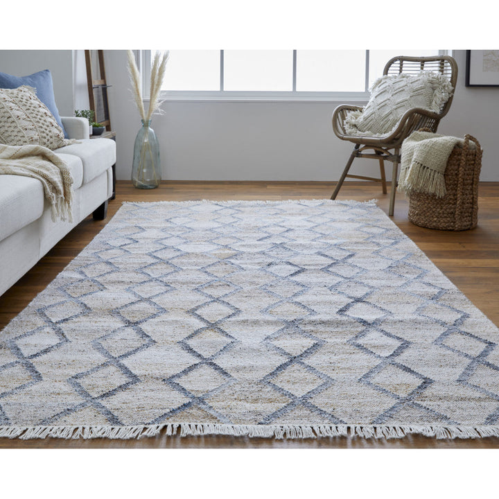 4 X 6 Gray Ivory And Tan Geometric Hand Woven Stain Resistant Area Rug With Fringe Image 11