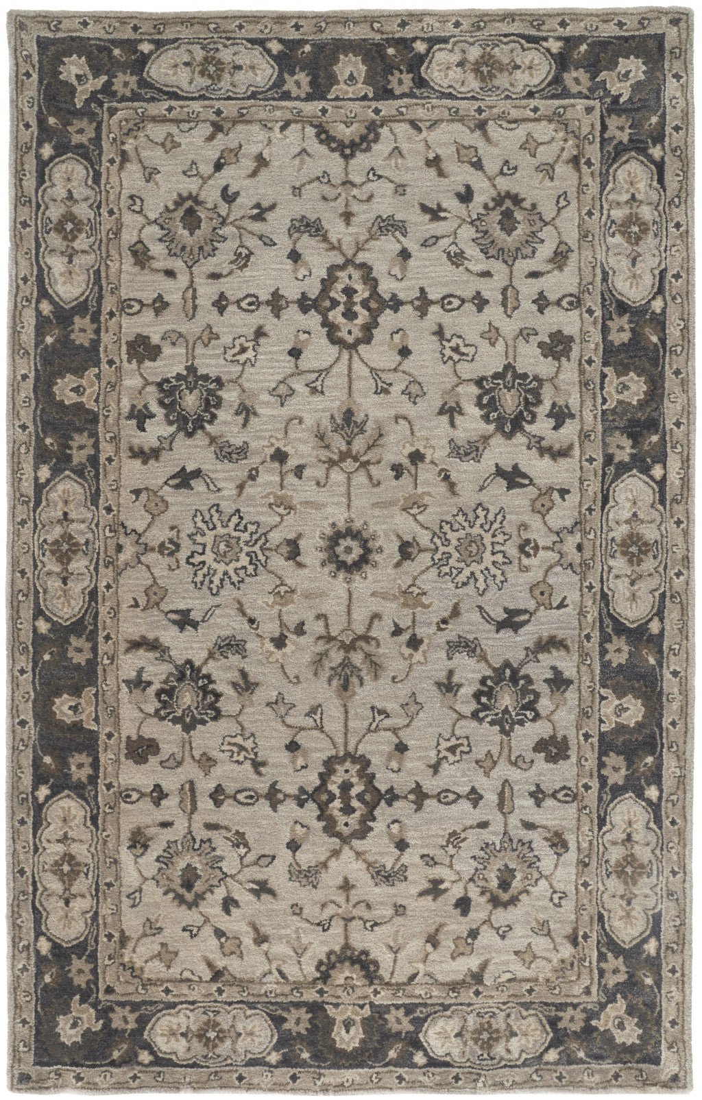 4 X 6 Gray Ivory And Taupe Wool Floral Tufted Handmade Stain Resistant Area Rug Image 8