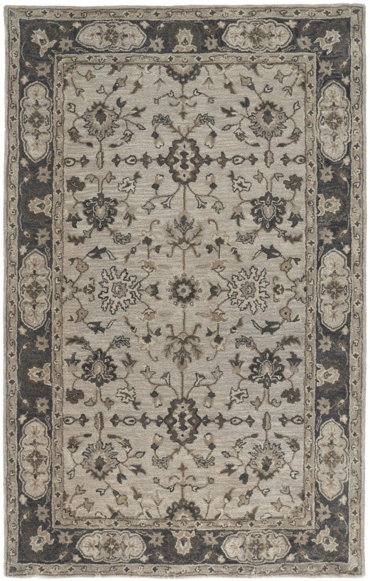 4 X 6 Gray Ivory And Taupe Wool Floral Tufted Handmade Stain Resistant Area Rug Image 8