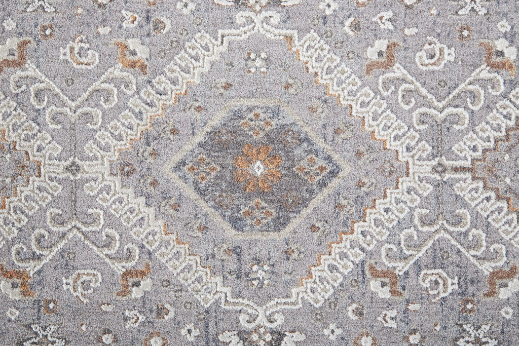 4 X 6 Gray Orange And Ivory Floral Power Loom Stain Resistant Area Rug Image 8