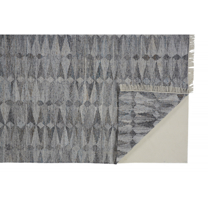 4 X 6 Gray Silver And Ivory Geometric Hand Woven Stain Resistant Area Rug With Fringe Image 9