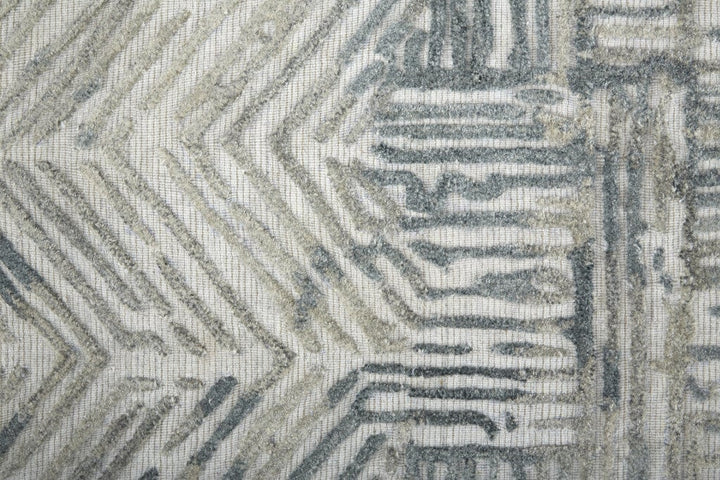 4 X 6 Green Blue And Ivory Abstract Hand Woven Distressed Area Rug Image 2