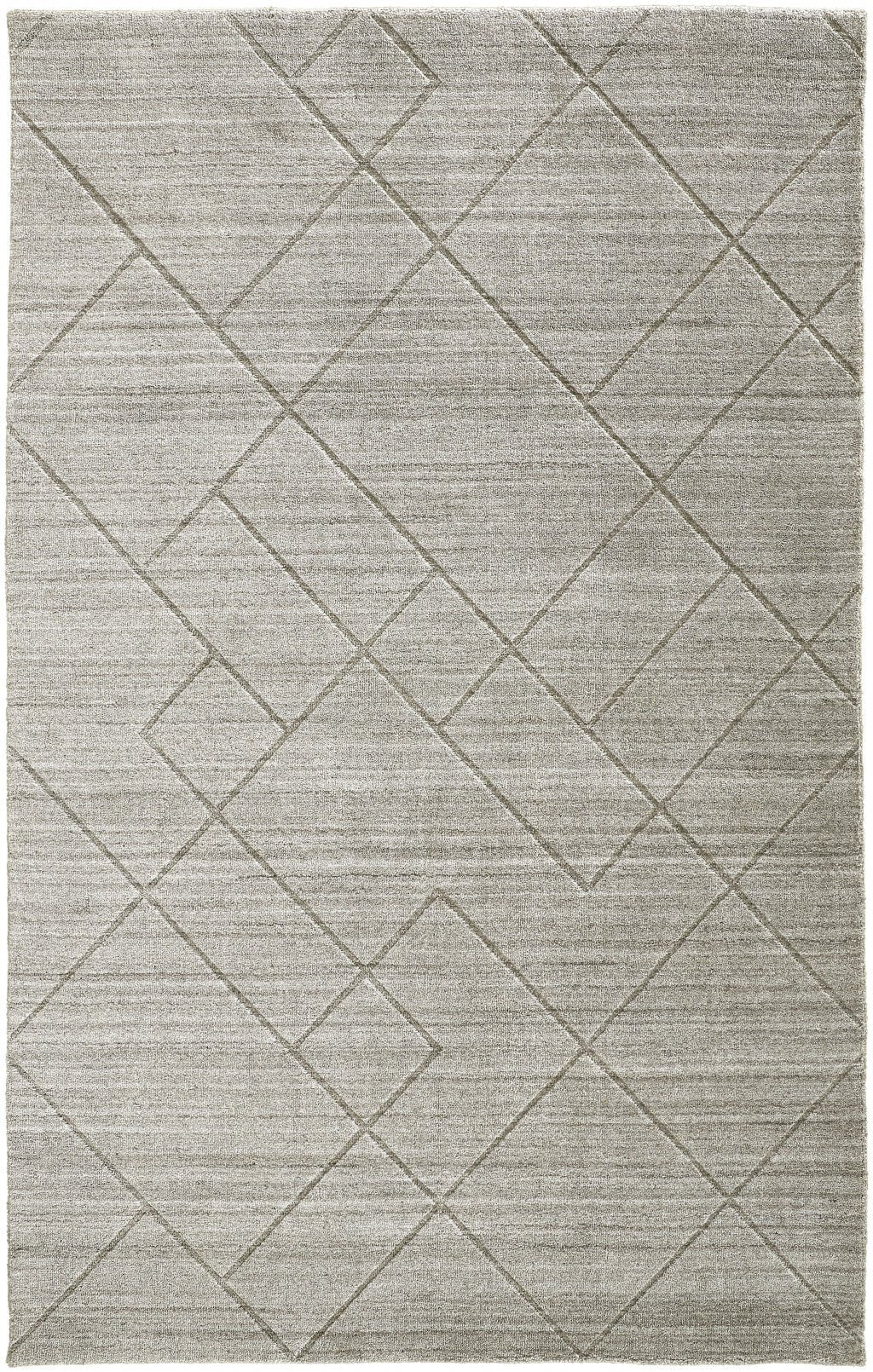 8 X 10 Ivory And Silver Striped Hand Woven Area Rug Image 1