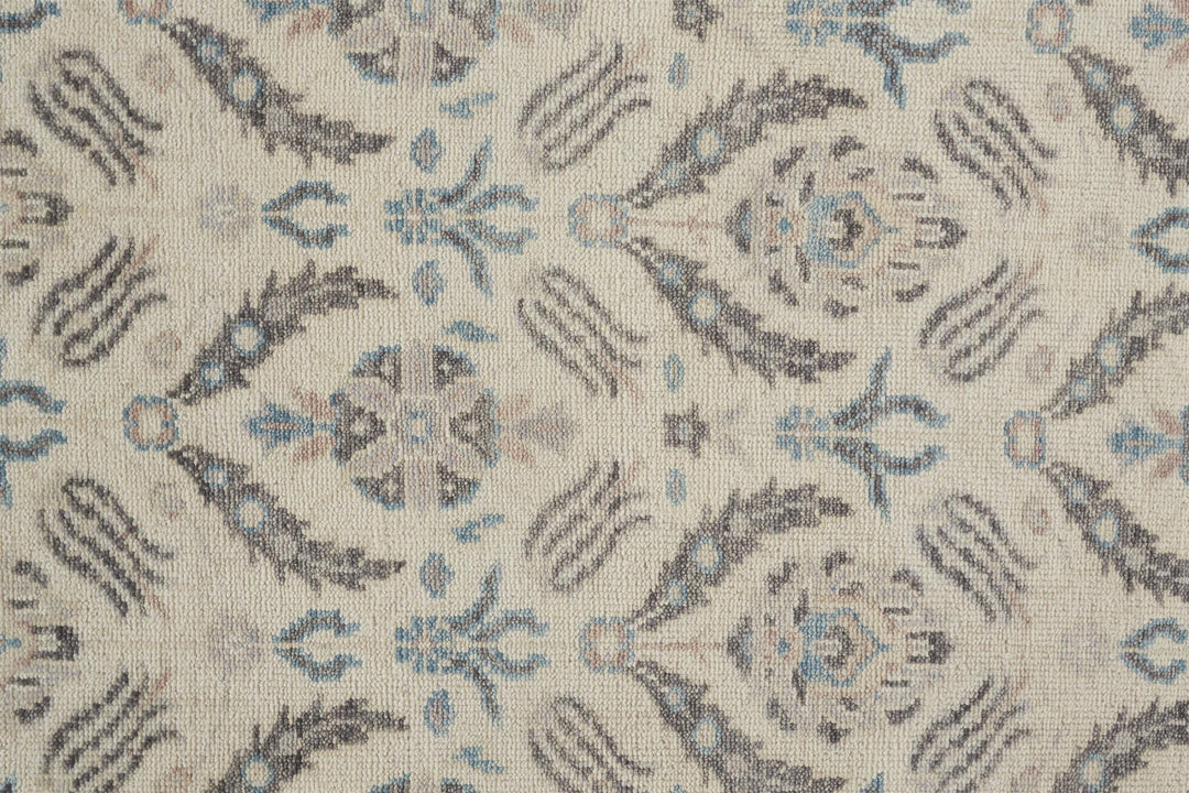 4 X 6 Ivory Gray And Blue Wool Floral Hand Knotted Stain Resistant Area Rug Image 1