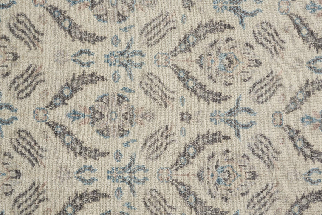 4 X 6 Ivory Gray And Blue Wool Floral Hand Knotted Stain Resistant Area Rug Image 8